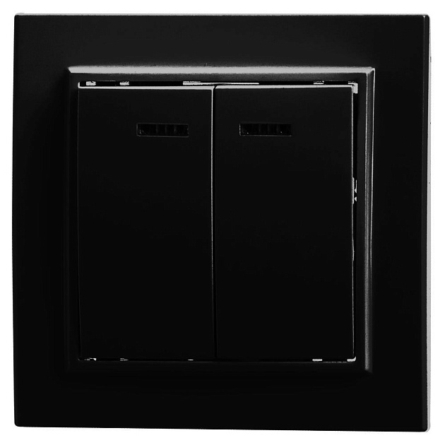 Выключатель двуклавишный Stekker Эрна PSW10-9002-03 39471 черный с подсветкой купить с доставкой по РФ