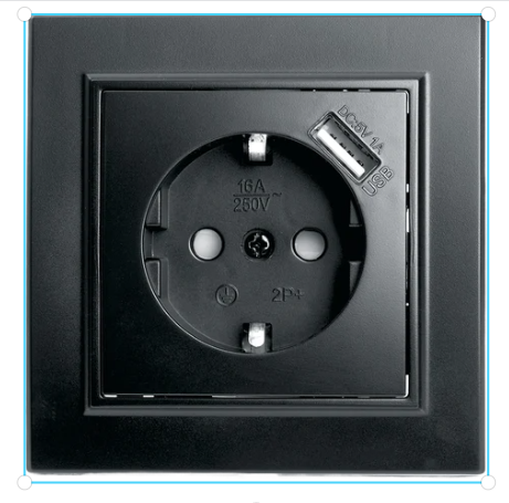 Розетка Stekker Эрна 2P+PE/USB со шторками черный PST16-9011-03