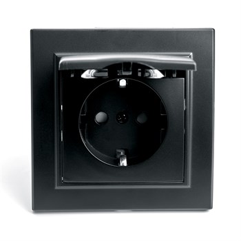 Розетка  Stekker Эрна 2P+PE со шторками крышкой черный PST16-9012-03 купить с доставкой по РФ