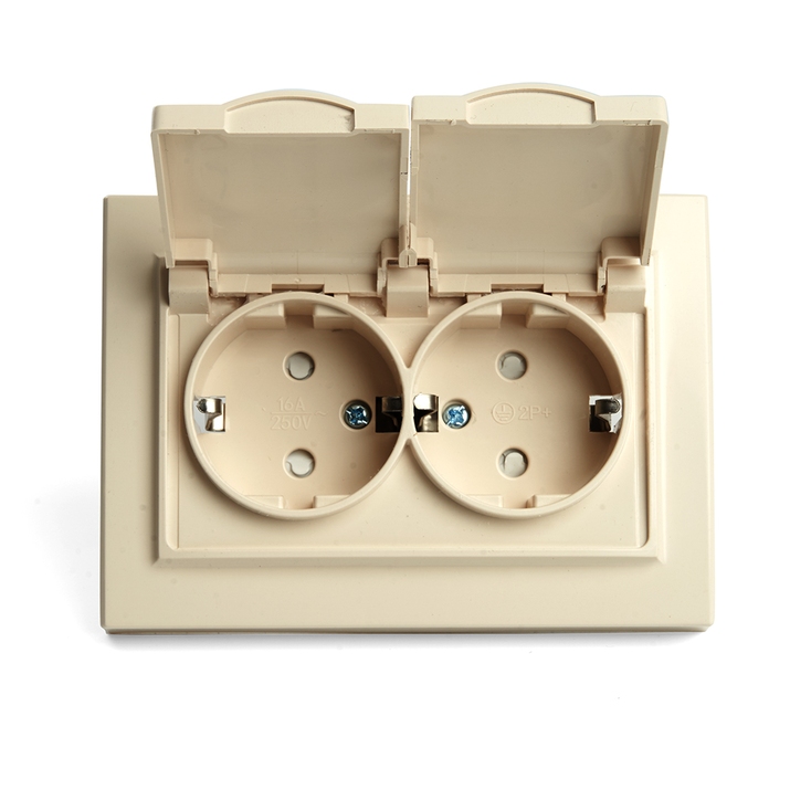 Розетка Stekker Эрна 2-местная 2P+PE с крышкой слоновая кость PST16-9015-02