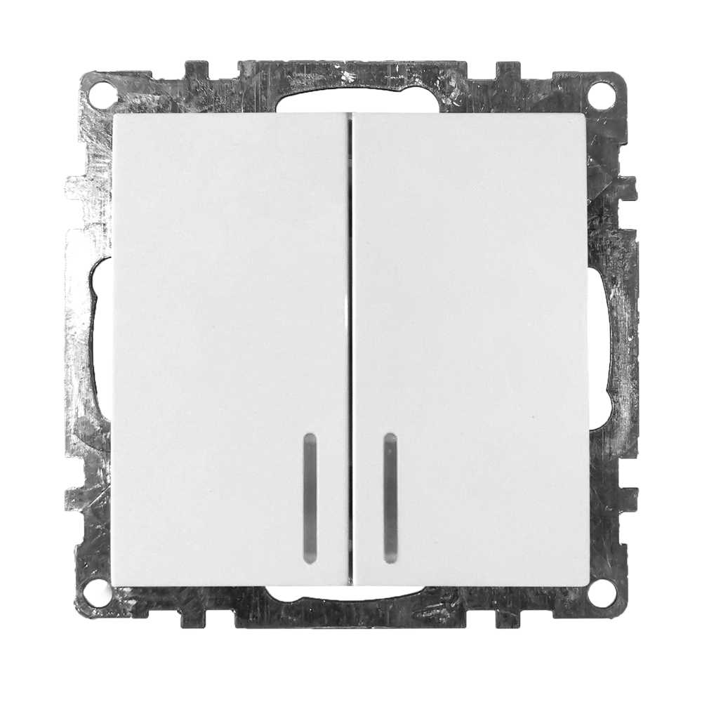 Выключатель двухклавишный Stekker Катрин GLS10-7102-01 39301 белый с подсветкой купить с доставкой по РФ
