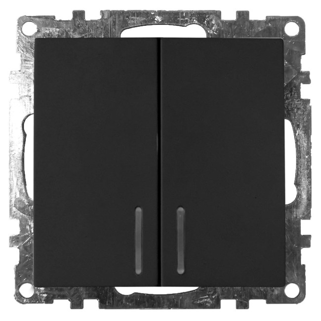 Выключатель двухклавишный Stekker Катрин GLS10-7102-05 39607 черный с подсветкой купить с доставкой по РФ
