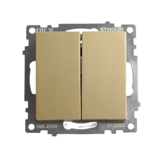 Переключатель двухклавишный Stekker Катрин GLS10-7107-08 49220 золото купить с доставкой по РФ