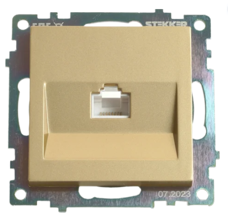 Розетка Stekker Катрин компьютерная RJ-45 золото GLS00-7107-08