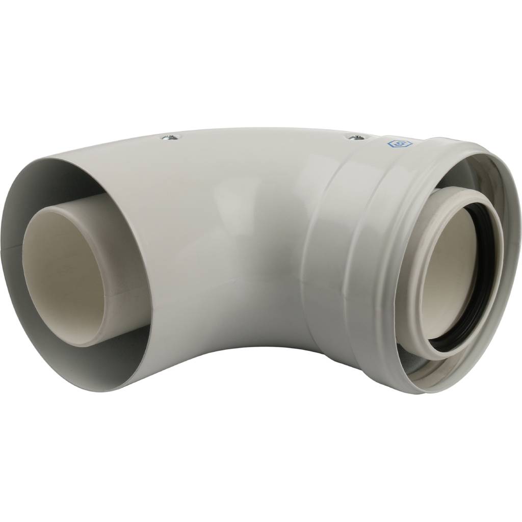 Элемент дымохода конденсационный Stoutугол 90° D60/100 м/п с инспекционным окном PP-FE