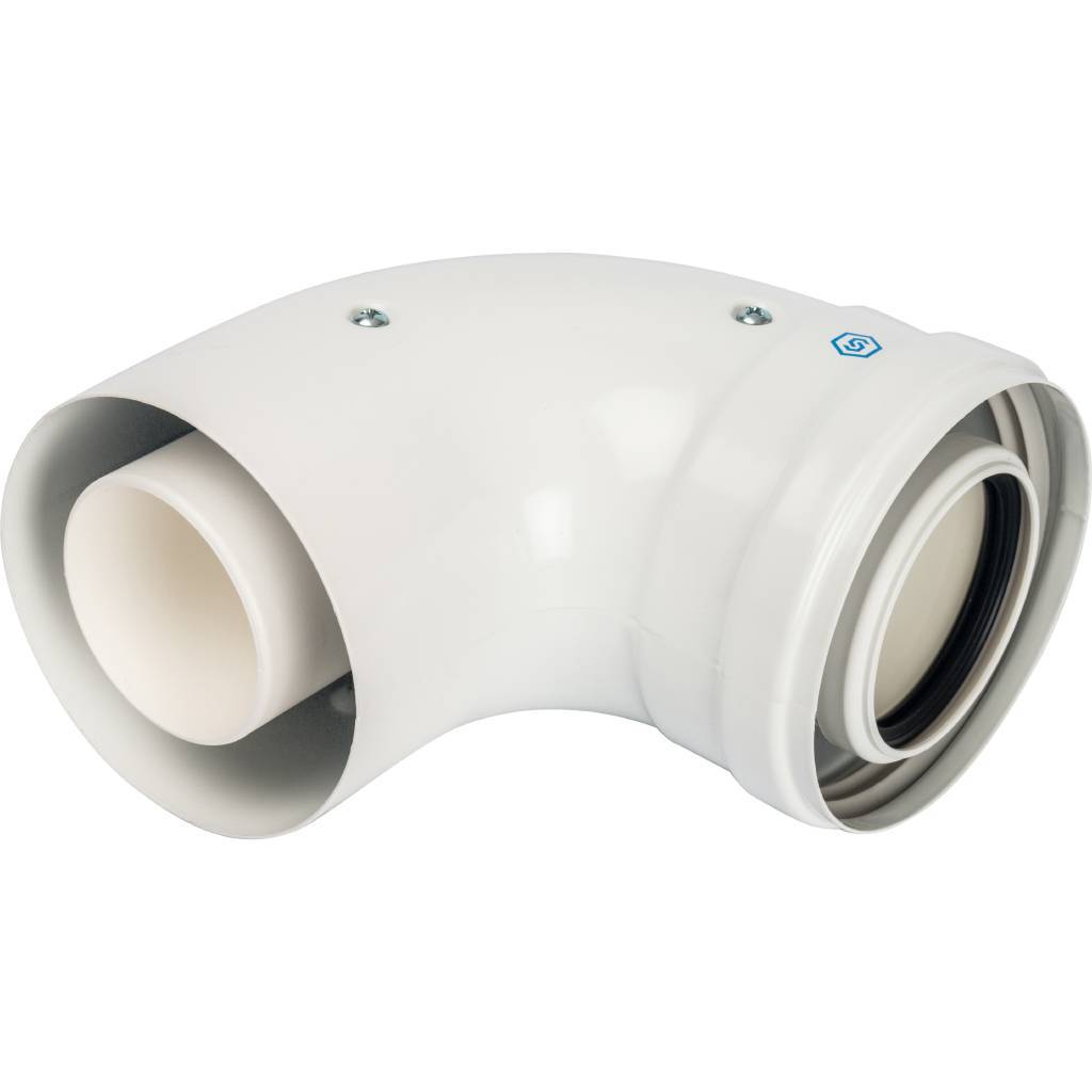 Элемент дымохода конденсационный Stout колено 90°/адаптер 90° D60/100 м/п PP-FE(совместим. с Baxi,Viessmann)