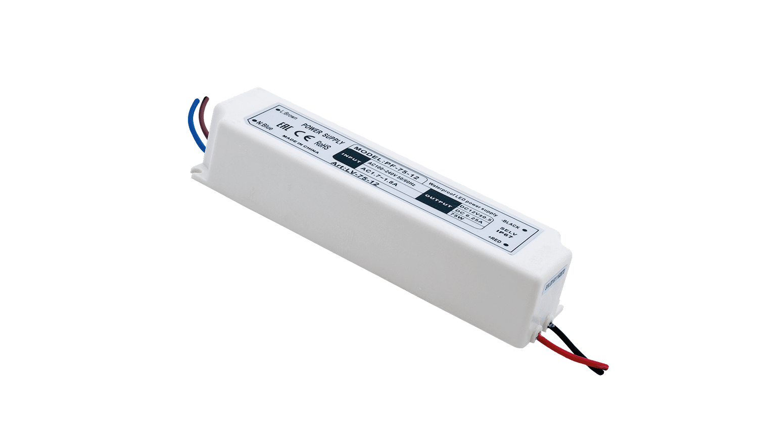 Блок питания SWG 12V 75W IP67 6,5A LV-75-12 000103 купить с доставкой по РФ