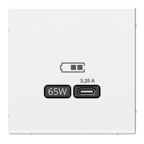 Розетка Systeme Electric ARTGALLERY USB тип-С 65Вт высокоскоростного заряда QC, PD, механизм, белый