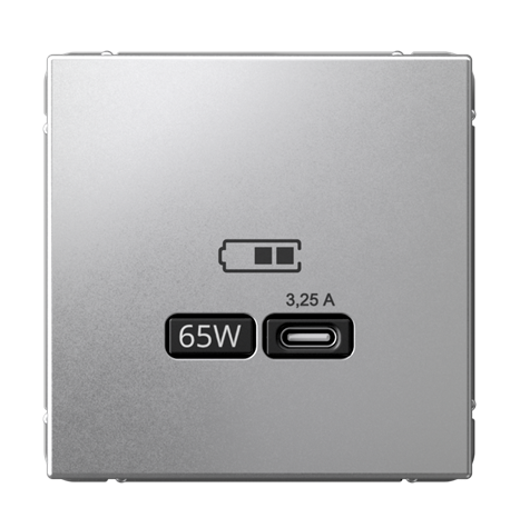 Розетка Systeme Electric ARTGALLERY USB тип-С 65Вт высокоскоростного заряда QC, PD, механизм, алюминий