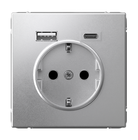 Розетка Systeme Electric ARTGALLERY 16А с 2 USB A+C, 5В/2,4А/3,0А, 2х5В/1,5А, механизм, алюминий