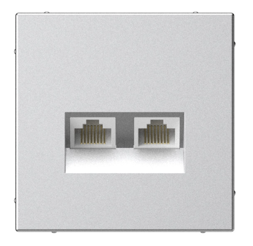 Розетка двойная компьютерная Systeme Electric ARTGALLERY RJ45+RJ45, кат. 5е, механизм, АЛЮМИНИЙ