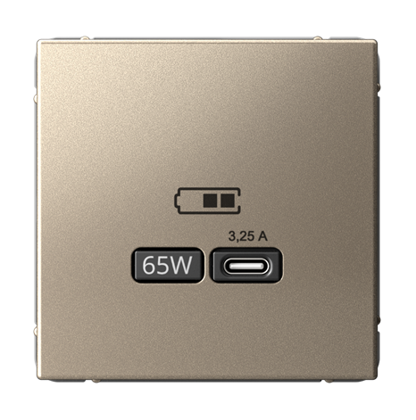 Розетка Systeme Electric ARTGALLERY USB тип-С 65Вт высокоскоростного заряда QC, PD, механизм, шампань