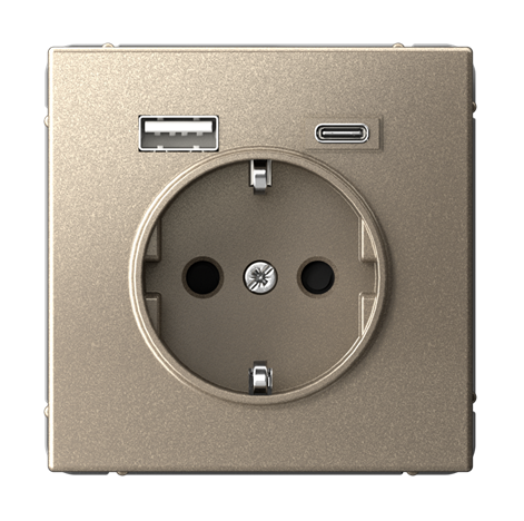 Розетка Systeme Electric ARTGALLERY 16А с 2 USB A+C, 5В/2,4А/3,0А, 2х5В/1,5А, механизм, шампань