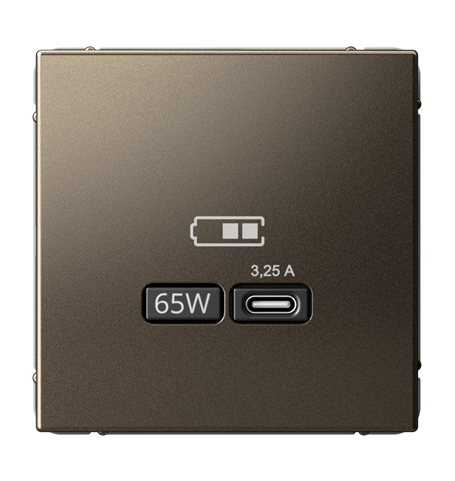 Розетка Systeme Electric ARTGALLERY USB тип-С 65Вт высокоскоростного заряда QC, PD, механизм, мокко