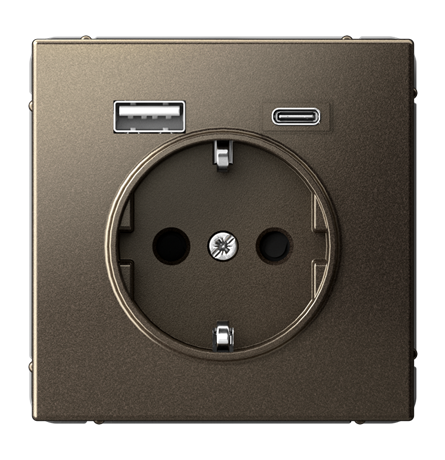 Розетка Systeme Electric ARTGALLERY 16А с 2 USB A+C, 5В/2,4А/3,0А, 2х5В/1,5А, механизм, мокко