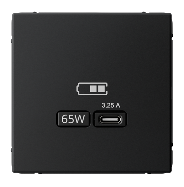 Розетка Systeme Electric ARTGALLERY USB тип-С 65Вт высокоскор.заряд. QC, PD, механизм, карбон