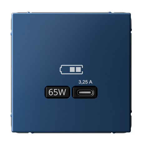 Розетка Systeme Electric ARTGALLERY USB тип-С 65Вт высокоскоростного заряда QC, PD, механизм, аквамарин