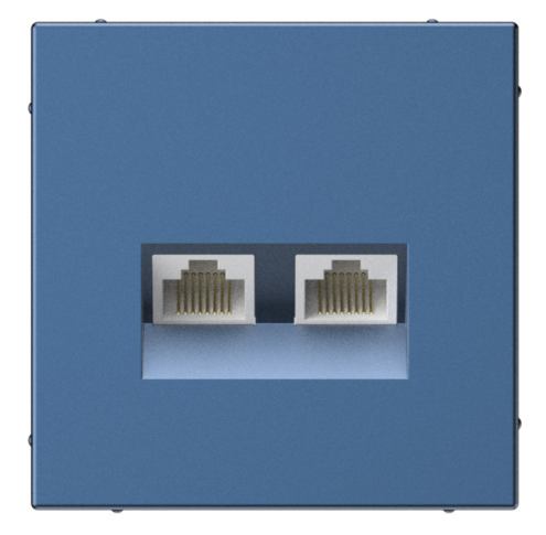 Розетка двойная компьютерная Systeme Electric ARTGALLERY RJ45+RJ45, кат. 5е, механизм, АКВАМАРИН