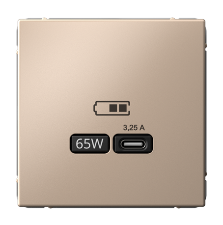 Розетка Systeme Electric ARTGALLERY USB тип-С 65Вт высокоскоростного заряда QC, PD, механизм, песочный