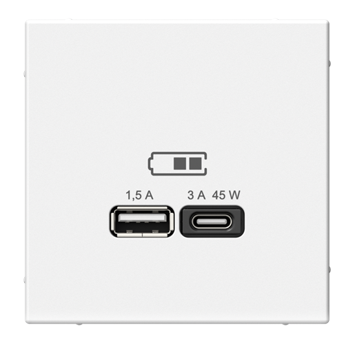 Розетка Systeme Electric ARTGALLERY USB A + тип-C 45Вт высокоскоростного заряда QC, PD, механизм, лотос