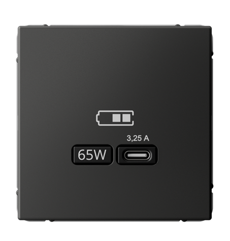 Розетка Systeme Electric ARTGALLERY USB тип-С 65Вт высокоскоростного заряда QC, PD, механизм, базальт