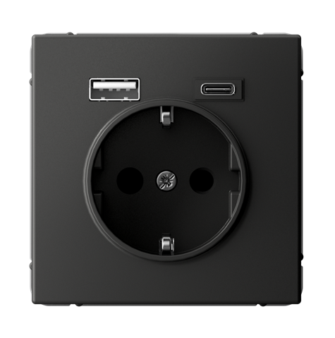 Розетка Systeme Electric ARTGALLERY 16А с 2 USB A+C, 5В/2,4А/3,0А, 2х5В/1,5А, механизм, базальт