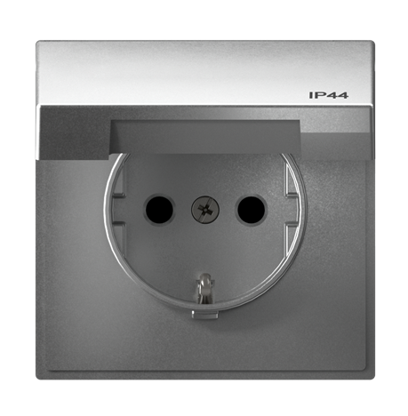 Розетка с заземлением со шторками с крышкой, Systeme Electric ARTGALLERY 16А, IP44, механизм, алюминий