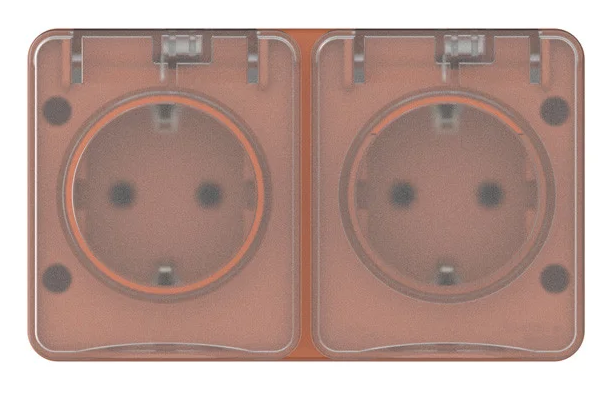 Розетка двойная с з/к со шторками Systeme Electric AtlasDesign PROFI IP54 О/У 16А, терракотовый