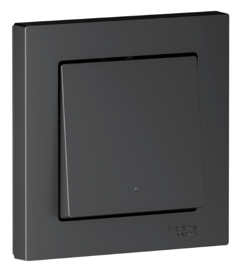 1-кл. выключатель с подсв. Systeme Electric ATLASDESIGN SMART, Zigbee, сх.1, L+N, 10А, мех., карбон