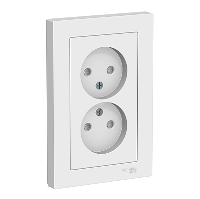 Розетка Systeme Electric ATLASDESIGN двойная без заземления со шторками 16А в сборе белый купить с доставкой по РФ