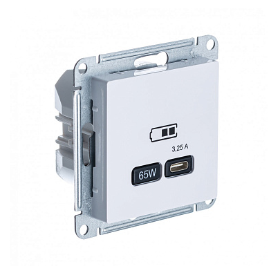 Розетка Systeme Electric ATLASDESIGN USB тип-C 65W высокоскоростного заряда QC, PD, механизм, белый