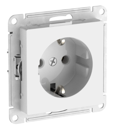 Розетка с заземлением Systeme Electric ATLASDESIGN, 16А, мех., быстрозажим. клем., БЕЛЫЙ