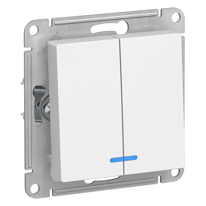 Выключатель Systeme Electric 2-кл. СП AtlasDesign 10А IP20 (сх. 5а) 10AX с подсветкой механизм бел. SE ATN000153