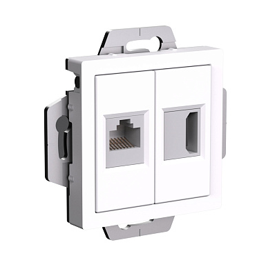 Розетка двойная Systeme Electric AtlasDesign белый HDMI+RJ45, кат.5Е, механизм купить с доставкой по РФ