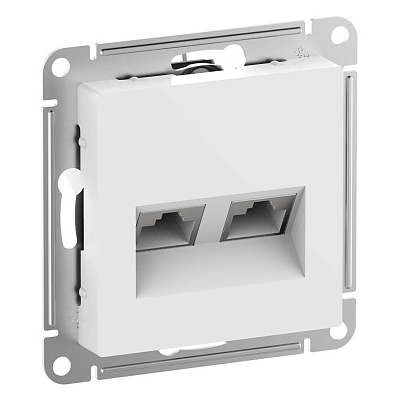Розетка двойная Systeme Electric AtlasDesign белый комп RJ45+RJ45, кат.6А, механизм