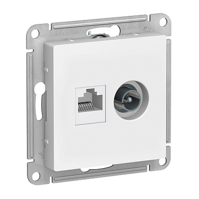 Розетка Systeme Electric ATLASDESIGN двойная ТВ + компьютерная RJ45 категория  5Е белый