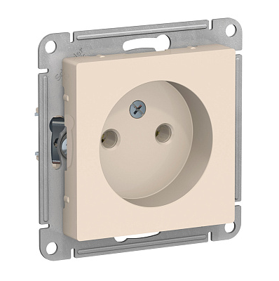 Розетка 1-м СП Systeme Electric AtlasDesign 16А IP20 без заземления без защитных шторок механизм бежевый