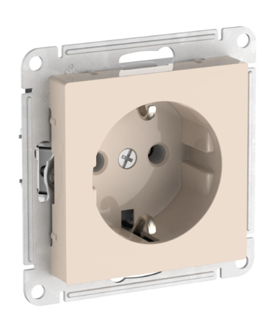 Розетка с заземлением Systeme Electric ATLASDESIGN, 16А, мех., быстрозажим. клем., БЕЖЕВЫЙ