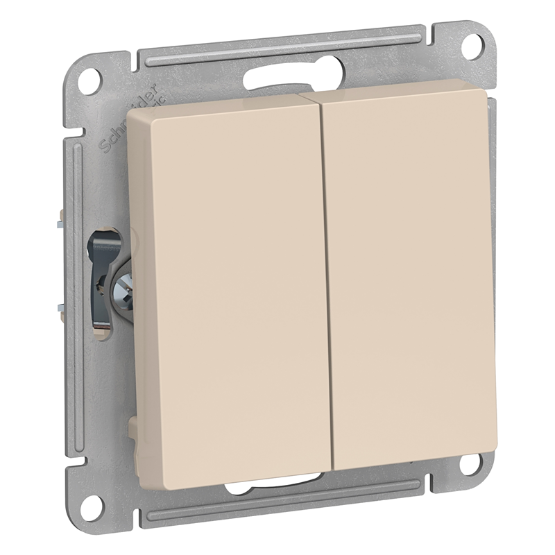 Переключатель Systeme Electric двухклавишный ATLASDESIGN схема 6 10АХ механизм бежевый