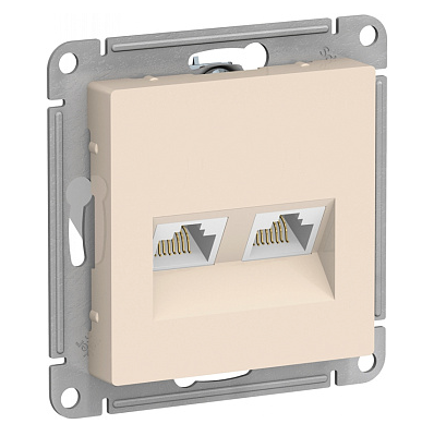 Розетка Systeme Electric ATLASDESIGN двойная компьютерная RJ45+RJ45 категория 5E механизм бежевый