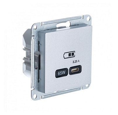 Розетка Systeme Electric ATLASDESIGN USB тип-C 65W высокоскоростного заряда QC, PD, механизм, алюминий