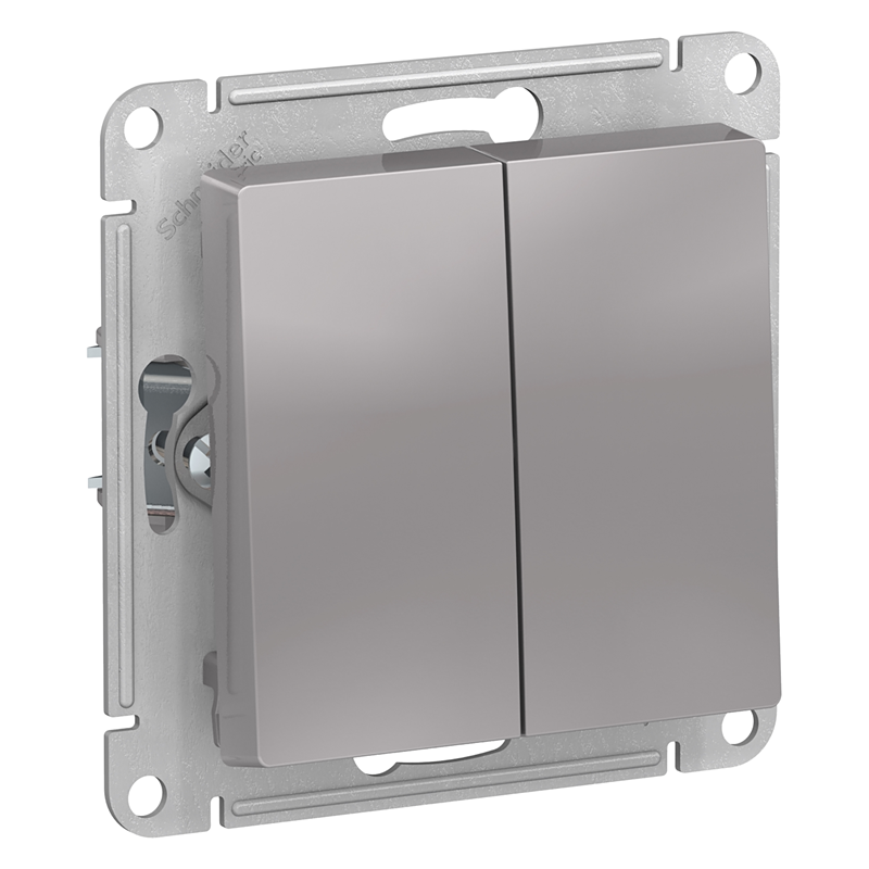 Выключатель Systeme Electric 2-кл. СП AtlasDesign 10А IP20 (сх. 5) 10AX механизм алюм. SE ATN000351