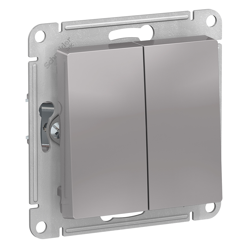 Переключатель Systeme Electric двухклавишный ATLASDESIGN схема 6 10АХ механизм алюминий