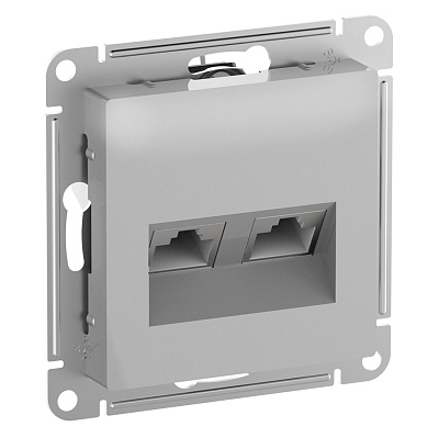 Розетка двойная Systeme Electric AtlasDesign алюминий комп RJ45+RJ45, кат.6А, механизм купить с доставкой по РФ