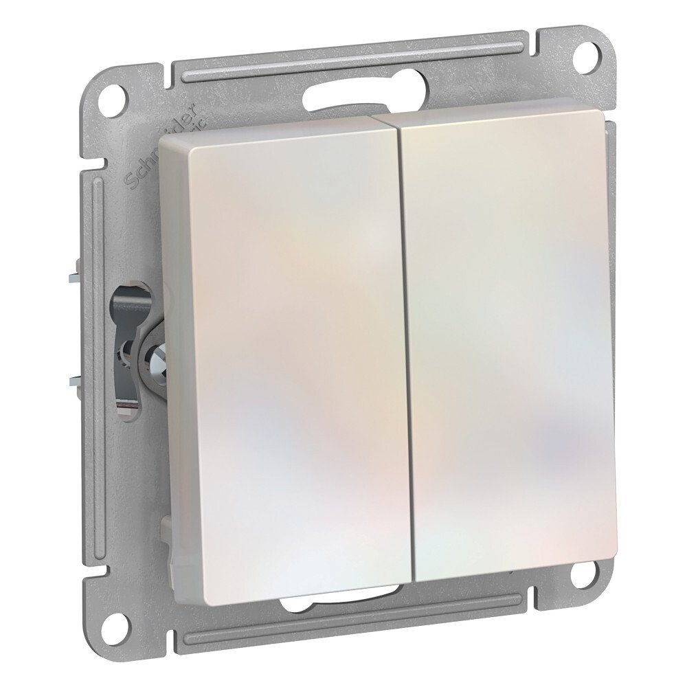 Выключатель 2-клавишный Systeme Electric AtlasDesign жемчуг с самовозвратом сх 2 10А механизм купить с доставкой по РФ
