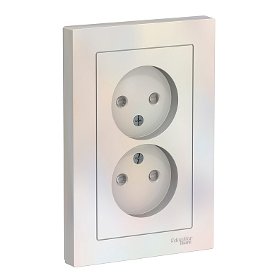 Розетка 2-м СП Systeme Electric AtlasDesign 16А IP20 без заземления защитные шторки в сборе жемчуг