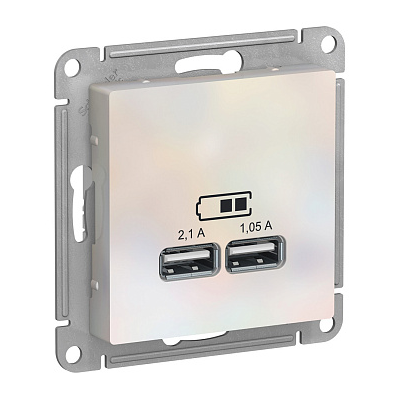 Розетка USB Systeme Electric AtlasDesign тип A+A 5В 1х2.1А 2х1.05А механизм жемчуг
