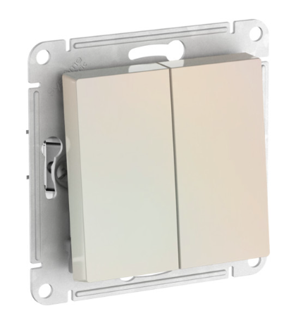 2-клавишный выключатель Systeme Electric ATLASDESIGN, сх.5, 10АХ, быстрозажимные клеммы, жемчуг