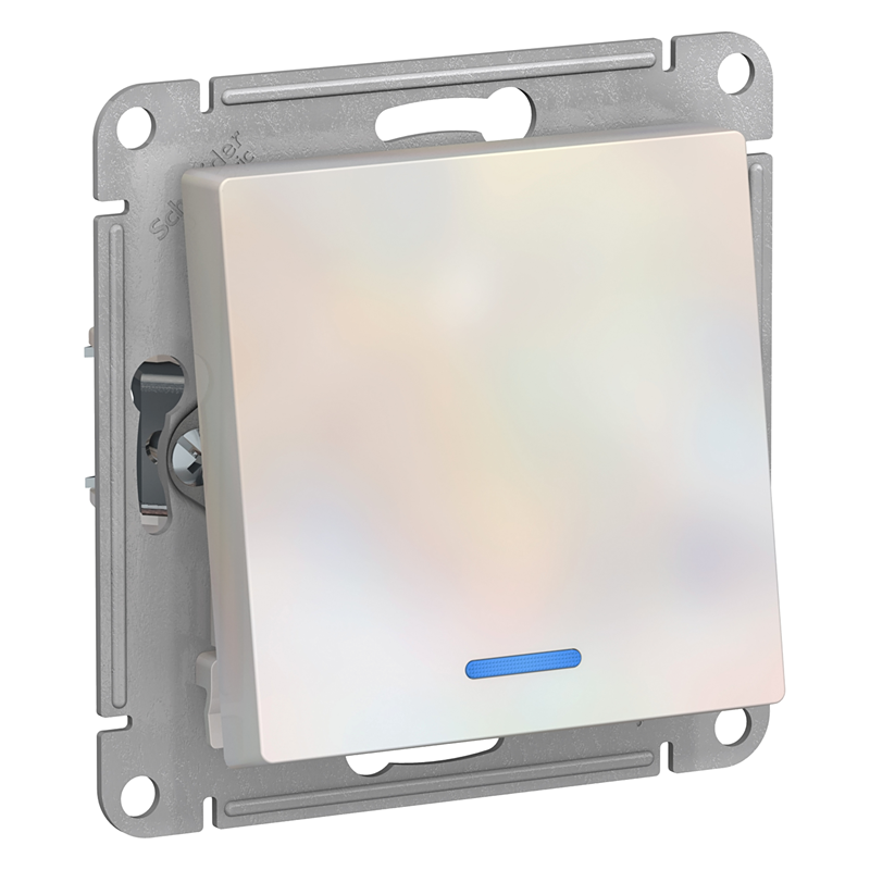 Переключатель Systeme Electric проходной 1-кл. СП AtlasDesign 10А IP20 (сх. 6а) 10AX с подсветкой механизм жемчуж. SE ATN000463
