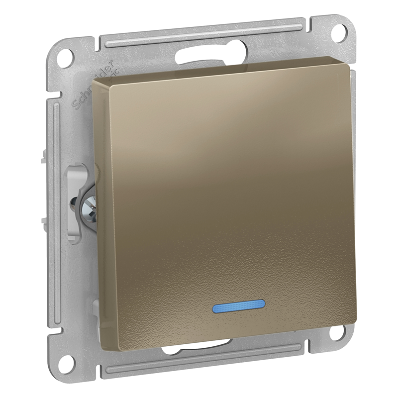 Выключатель Systeme Electric 1-кл. СП AtlasDesign 10А IP20 (сх. 1а) 10AX с подсветкой механизм шампань SE ATN000513